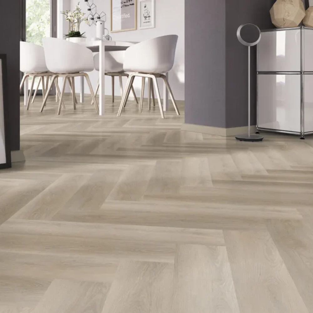 LS Flooring - Soft Oak Greige Dryback Visgraat (Plak)