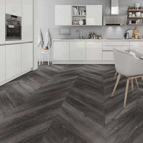 LS Flooring - Smoked Pine Black Hongaarse Punt Dryback (Plak)